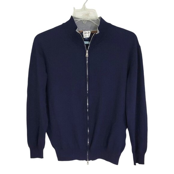 Peter Millar Other - Peter Millar Men's Navy Blue Full Zip Wool Cardigan Sweater Long Sleeve Size XL